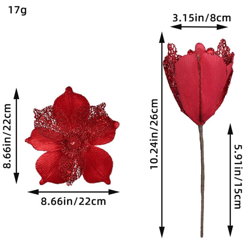 6 Pcs New Arrival Christmas Poinsettia Flowers for Decor, Home Decor Artificial Flowers, Christmas Tree Decor Covers Flower, New Year's Tree Decor