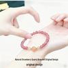 Moonlight Stone & Strawberry Crystal Bracelet - Girlish Couple Design, Niche Jewelry for Attracting Wealth.