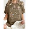 T-shirt da Donna con Stampa di Bellissimi Grappoli di Fiori Estate Oversize Manica Corta Girocollo Magliette in Cotone Y2K Top Sportivi Donna