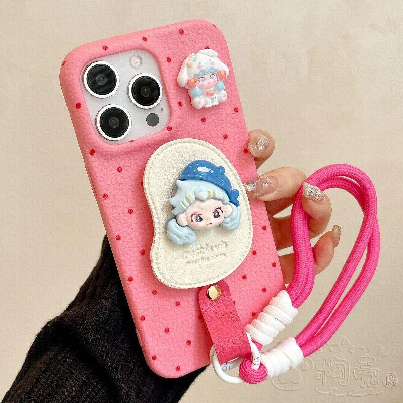 

Leather Stand Apple 16ProMax Phone Case IPhone15Pro New 13 Women 12 Soft 14 Leather Texture XR Bracelet Apple 12Promax