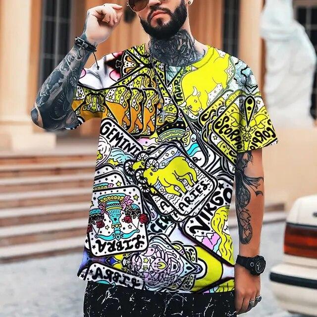 Letní pánské tričko Umění různých rozměrů 3D tisk Pánské topy Humorné Abstraktní Vtipné Šití Vysoká kvalita