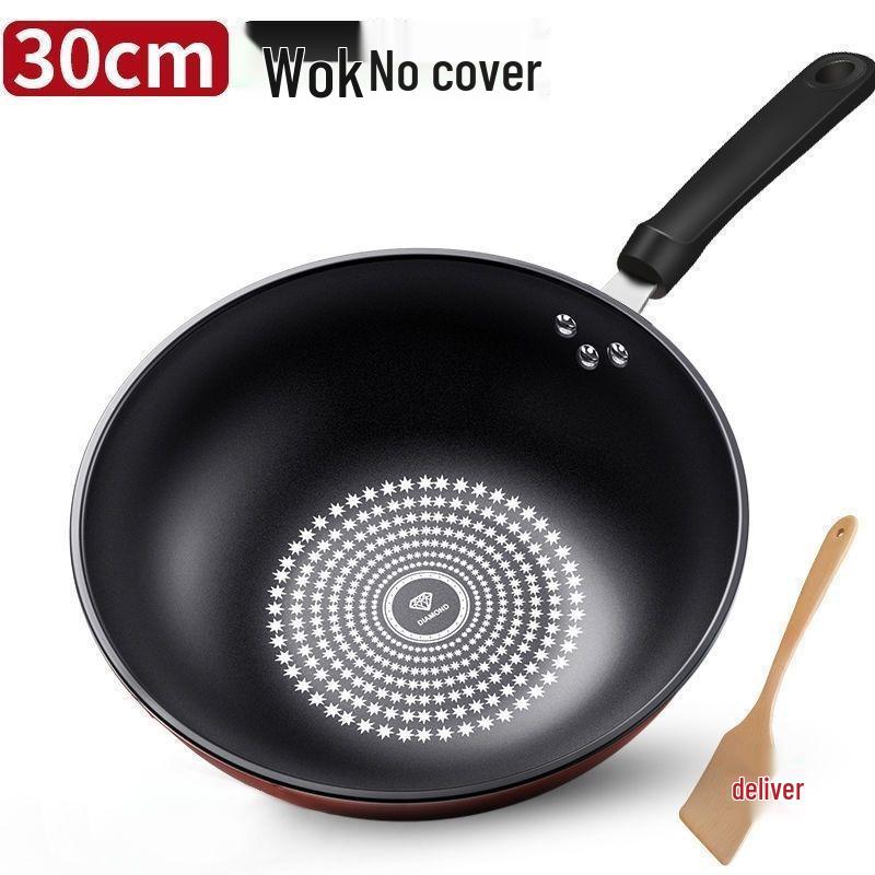 German Crystal Non-Stick Oilless Wok: Smoke-Free Flat Bottom Stir-Fry Pan for Induction & Gas Stoves.