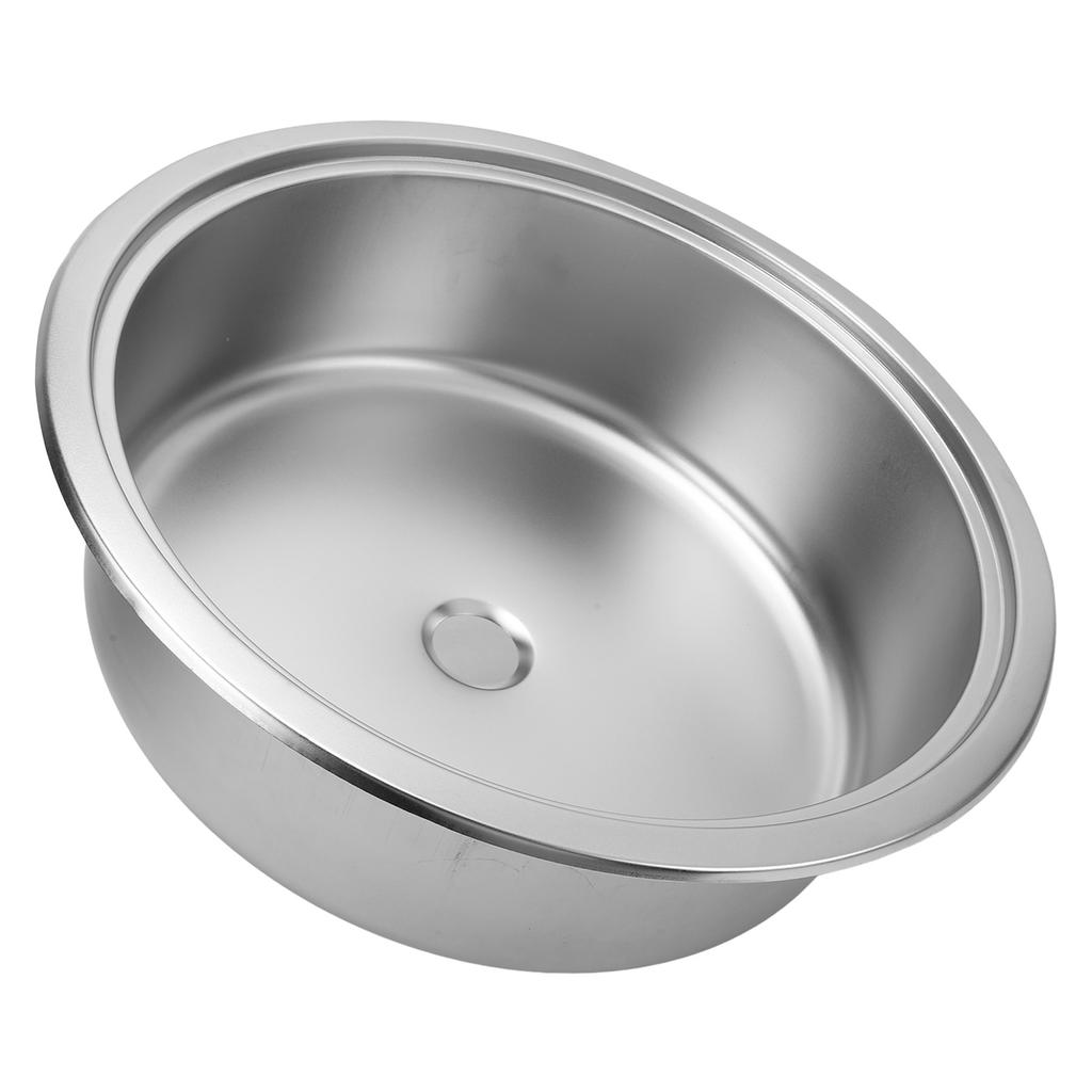 RV Round Sink 304 Stainless Steel 14.17x5.12in Kitchen Bar Basin Sink with 40mm Drain Outlet for Boat Yacht Caravan