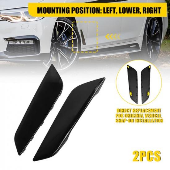 2X Carbon Fiber Side Fender Air Duct Vent Trims For BMW 530I Sedan G30 2017- 2x Black Fender Air Duct