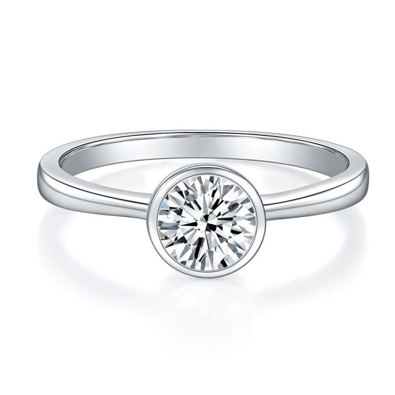 

KNOBSPIN 3 Stones Moissanite Engagement Ring s925 Silver Plated 18k White Gold GRA Certified Promise Rings for Women 4&All moissanite