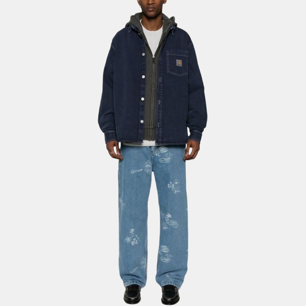 Carhartt WIP Solid Color Button-Down Loose Fit Long Sleeve Shirt Men Shirts Blue I033750-29L-4J