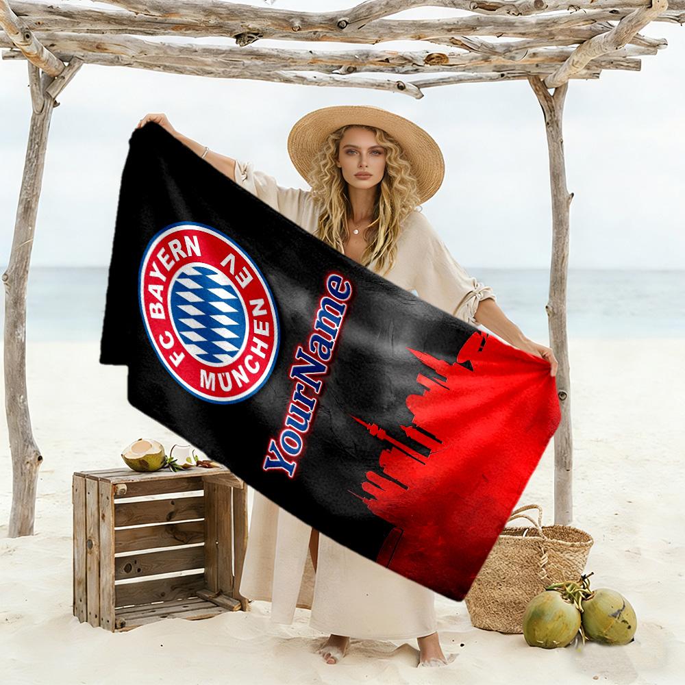 Bayern Munich Customizable Name Beach Towel Super Soft Microfiber Quickdry Fabric Perfect for Traveling Yoga Camping and Swimming