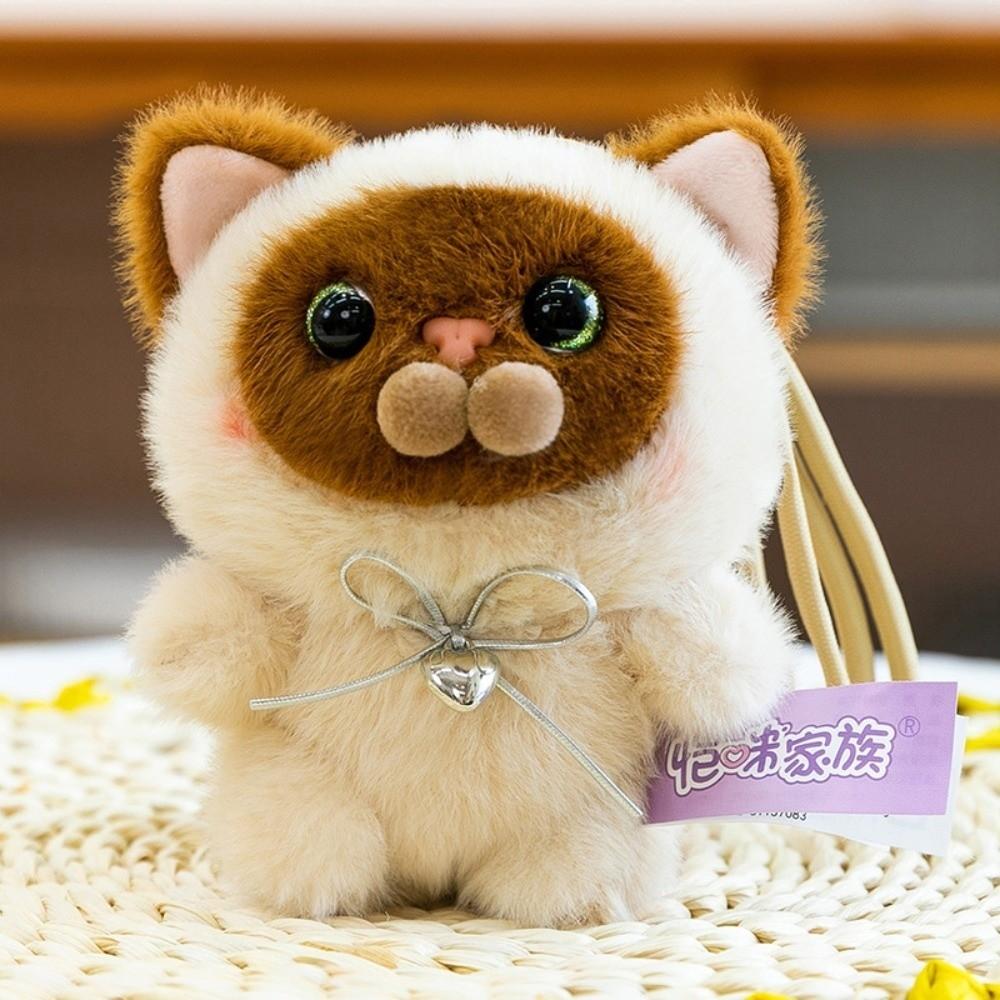 Fluffy Kitten Doll Keychain Furry Cat Plush Toy Keychain Creative Cat Doll Pendant  Home Decor
