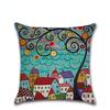 1 Pc Handgemalte Retro Ländlichen Farbe Stadt Kissenbezug Leinen Dekorative Kissen Auto Dekoration Kissen Fall WBL