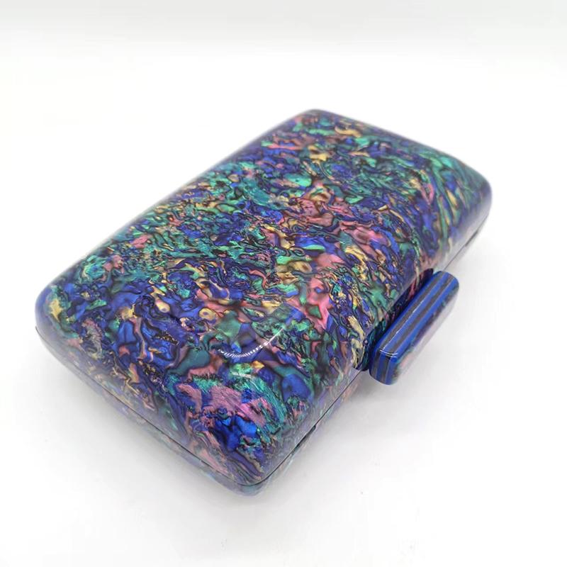 Women's Handbag Luxury Acrylic Evening Bags Navy Blue Vintage Colorful Sequins Clutch Purse Party Prom Casual Shoulder Crossbody