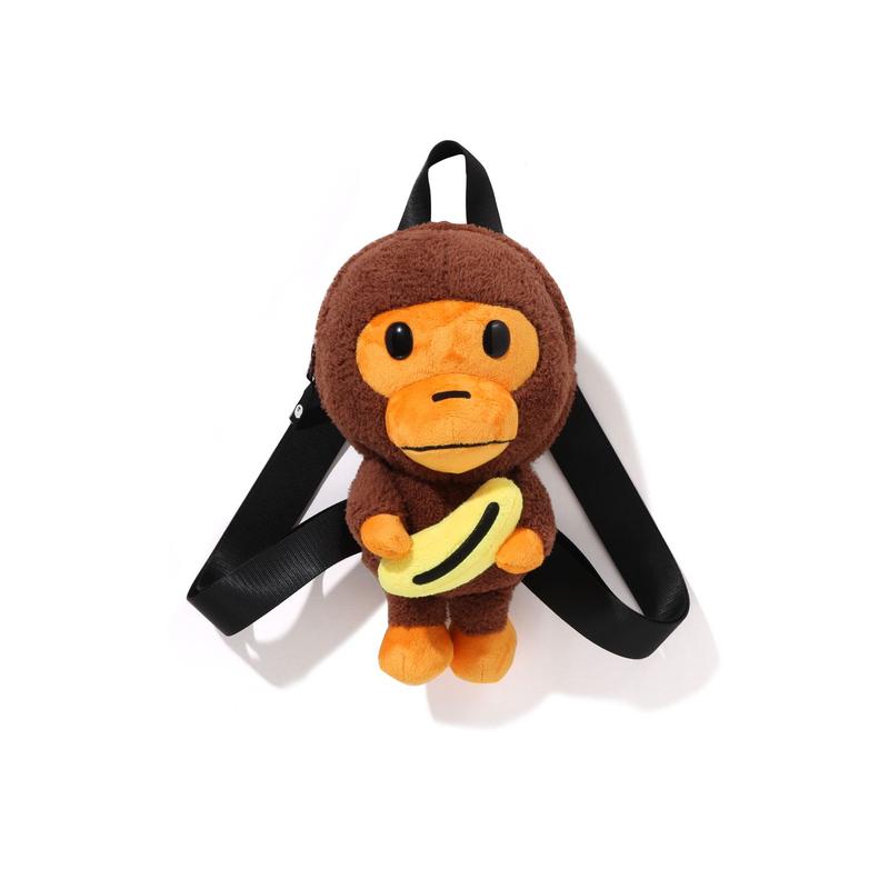 A Bathing Ape Baby Milo Cartoon Monkey Backpack Kids Backpack Brown 0ZXBGK004893O Coffee BWX,F