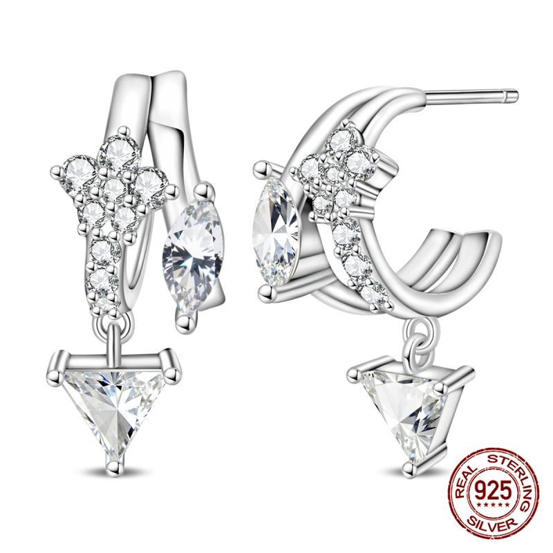 New Original S925 Silver Lucky Four-Leaf Clover French Women's Earrings Fashion Party Anniversary Jewelry Gift
