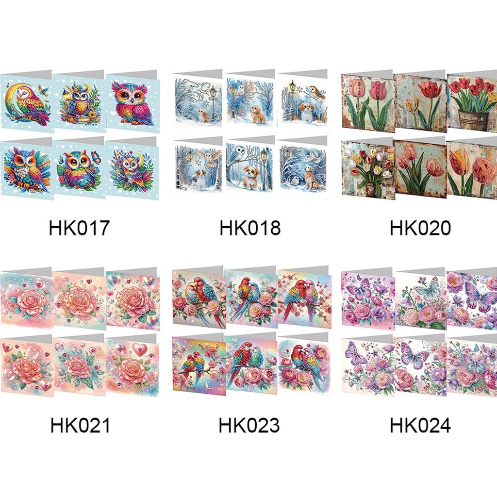 6PCS DIY Diamond Painting Greeting Card Set Diamond Art Greeting Cards for Friend Family Lover
