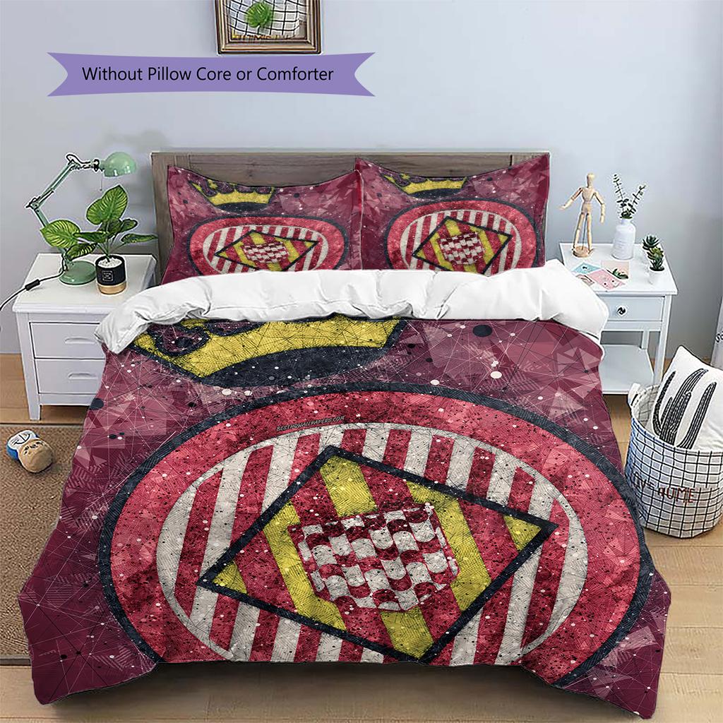 Girona FC Football Club  Pattern Bedding Quilt Set  Home Decoration  Gift (1 * duvet cover + 2 * pillowcase  without core)