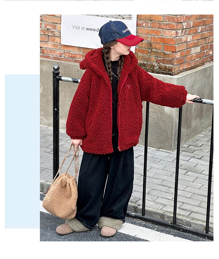 Dziewczęca pikowana kurtka z wełny jagnięcej - Jesień/Zima 2025, Modna i pogrubiona dla dzieci w wieku średnim i starszym