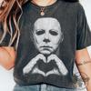 Michael Myers Heart Hands Tee, Vintage Horror Movie Shirt, Halloween Slasher Graphic, Retro Scary Movie Apparel Aesthetic Witchy Horror Gift