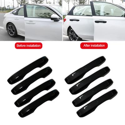 4 adet araba kapı kolu çerçeve etiket Honda Civic 11th 2022 araba Styling parlak siyah kapak yakalama kapağı Trim