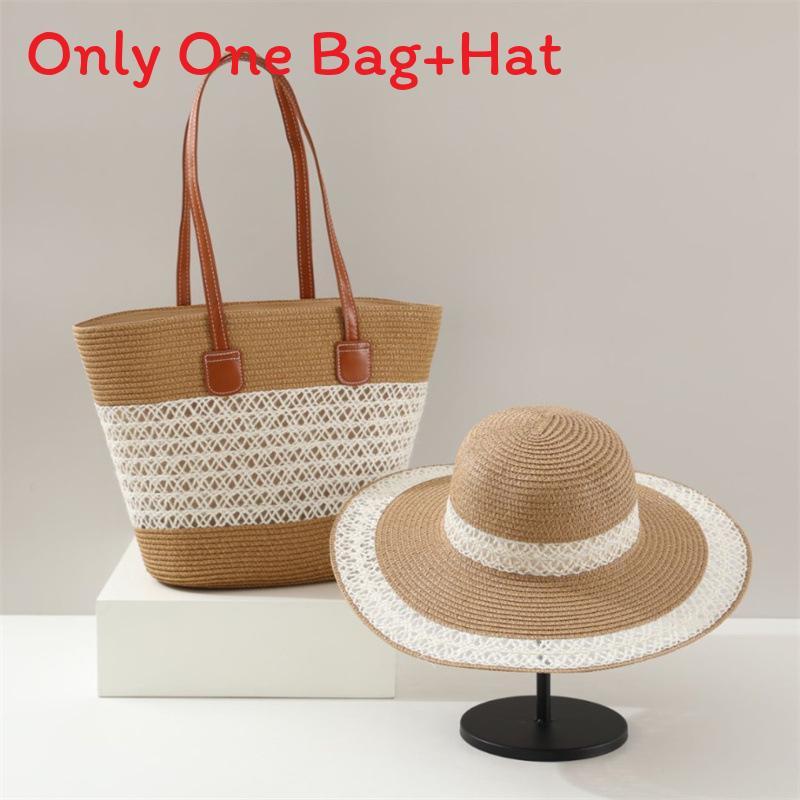 Straw Hat And Bag Set With Sun Protection For Outdoor Travel Casual Summer Adults