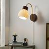 Milk Glass Wall Sconce: 32 cm Gold Vintage Wall Light Fixtures with Pull Chain Switch - Mid Century Modern Gooseneck Wall Mounted Lamp for Bedroom
