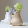 Cute Ceramic Bear Vase Hydroponic Vase Desktop Ornament Home Decor Garden Decoration