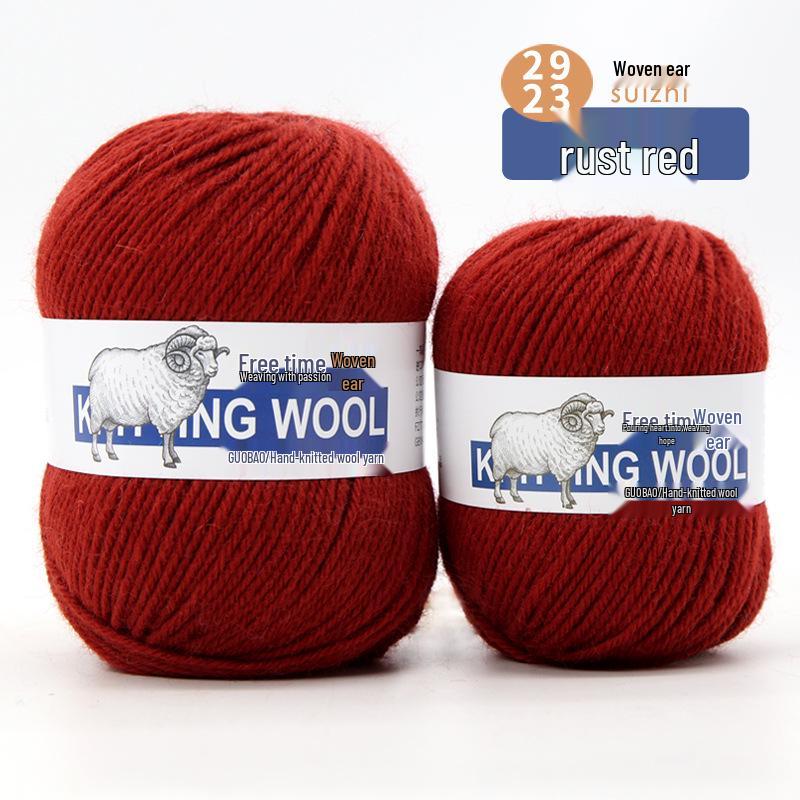 Wool Yarn Hand-Knitted Sweater Scarf Hat - Pure Color Four-Strand Yarn Ball