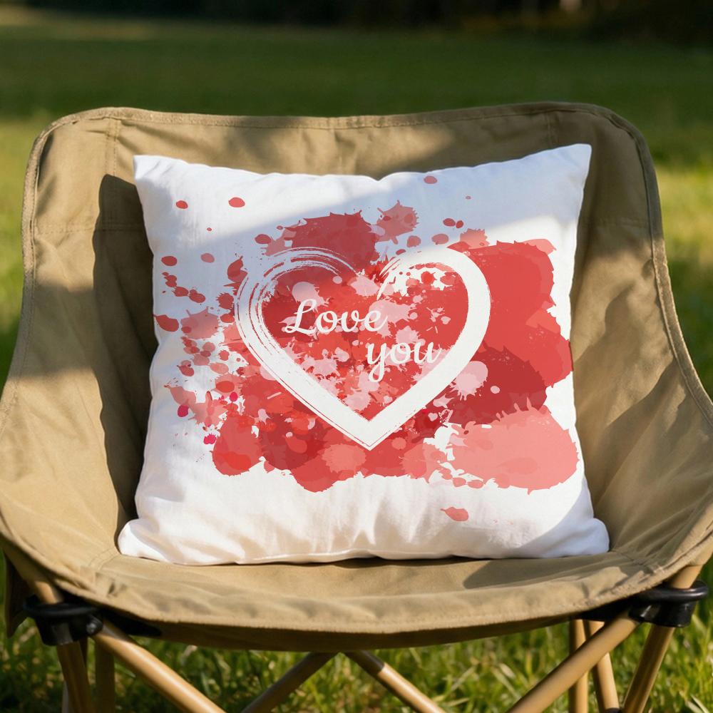 Valentine Red Heart Cushion Cover Soft Reversible  Durable Pillow Cover  MultiScene Use for Home  Car Daily Comfort