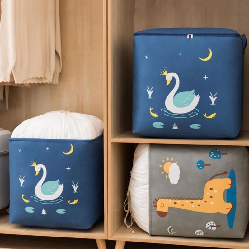 Non-woven Printed Quilt Storage Bags Large-capacity Household Sundries Storage Bags Foldable Clothes Dust-proof Storage Bags