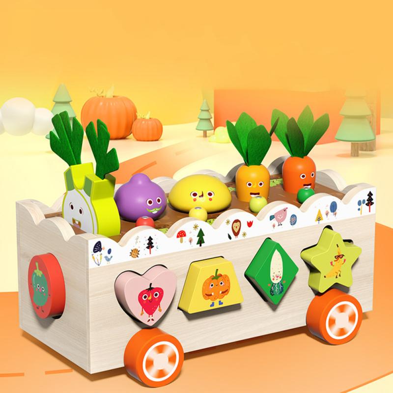 Baby Wooden Toys Multi-functional Fruits Vegetables Shape Sorting Stacking Educational Toys Gifts