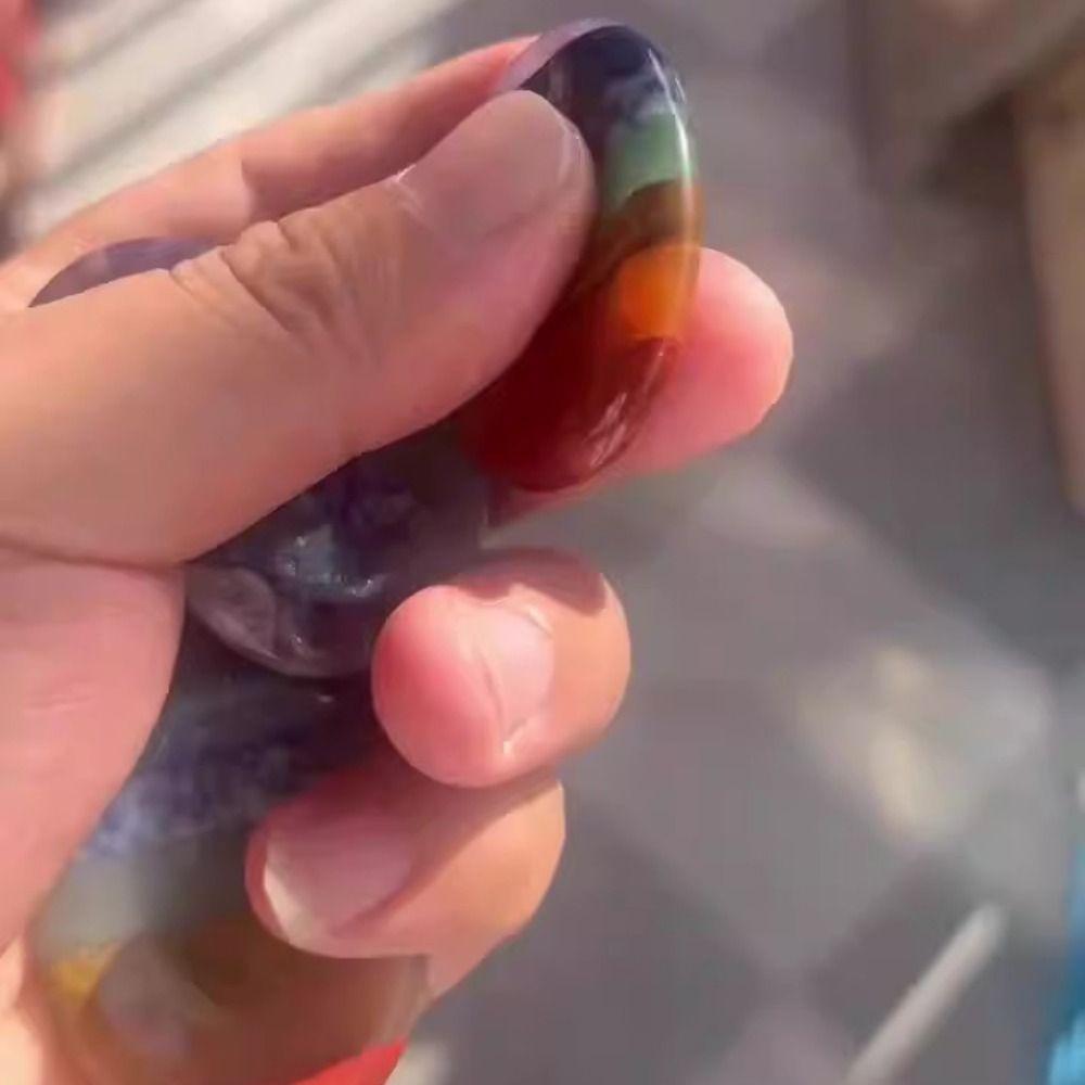 Colorful Thumb Stone Crystal Massage Scraping Stone Craft Ornaments Forget Worry Stone  Desktop