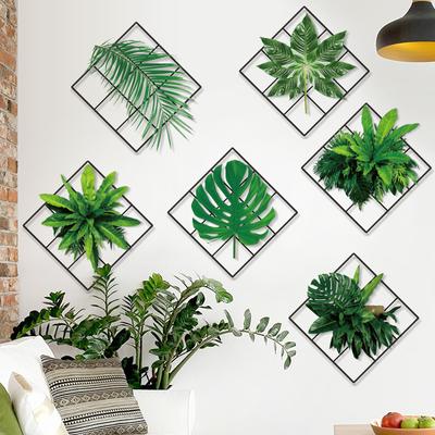 Wandaufkleber Grünpflanzen Gitter Pflanzen Blumen Botanischer Stil Vinyl Kunst für Wohnzimmer Schlafzimmer Heimdeko Wandbild Malerei