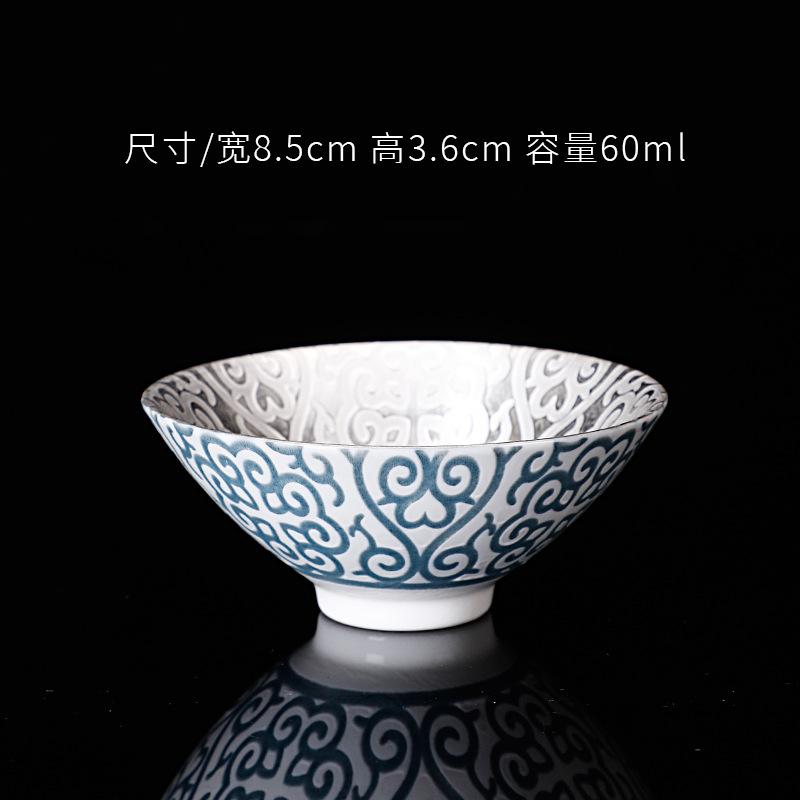 70ml Tazza Maestra Creativa in Argento Sterling 999 Tazze da Tè in Ceramica Piccolo Tazza da Tè da Ufficio Artigianale per la Casa Articoli per Bevande Kung Fu Cinese