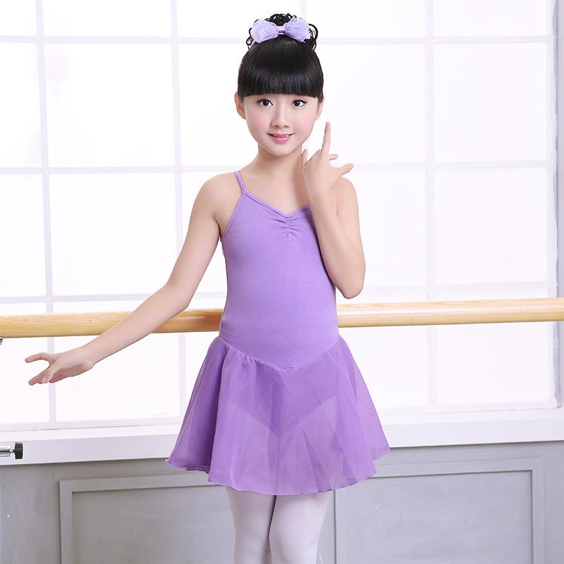 Children's Ballet Costume: Chiffon Princess Skirt with Crossed Suspenders and Open Crotch Bodysuit