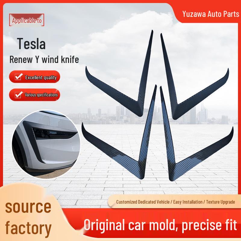 Tesla Model Y/3 Bumper Fog Light Anti-Collision Decorative Frame & Wind Knife Headlight Eyebrow