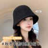 Show face small bucket hat women's autumn and winter new show face small lamb wool bucket basin hat big head circumference hat