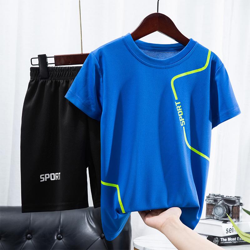 Boys' Sports Suit Summer Kids Running Clothes Sets Boys Football Jersey Short Sleeve Children Sports Training Uniforms Soccer Jerseys 2-piece Set