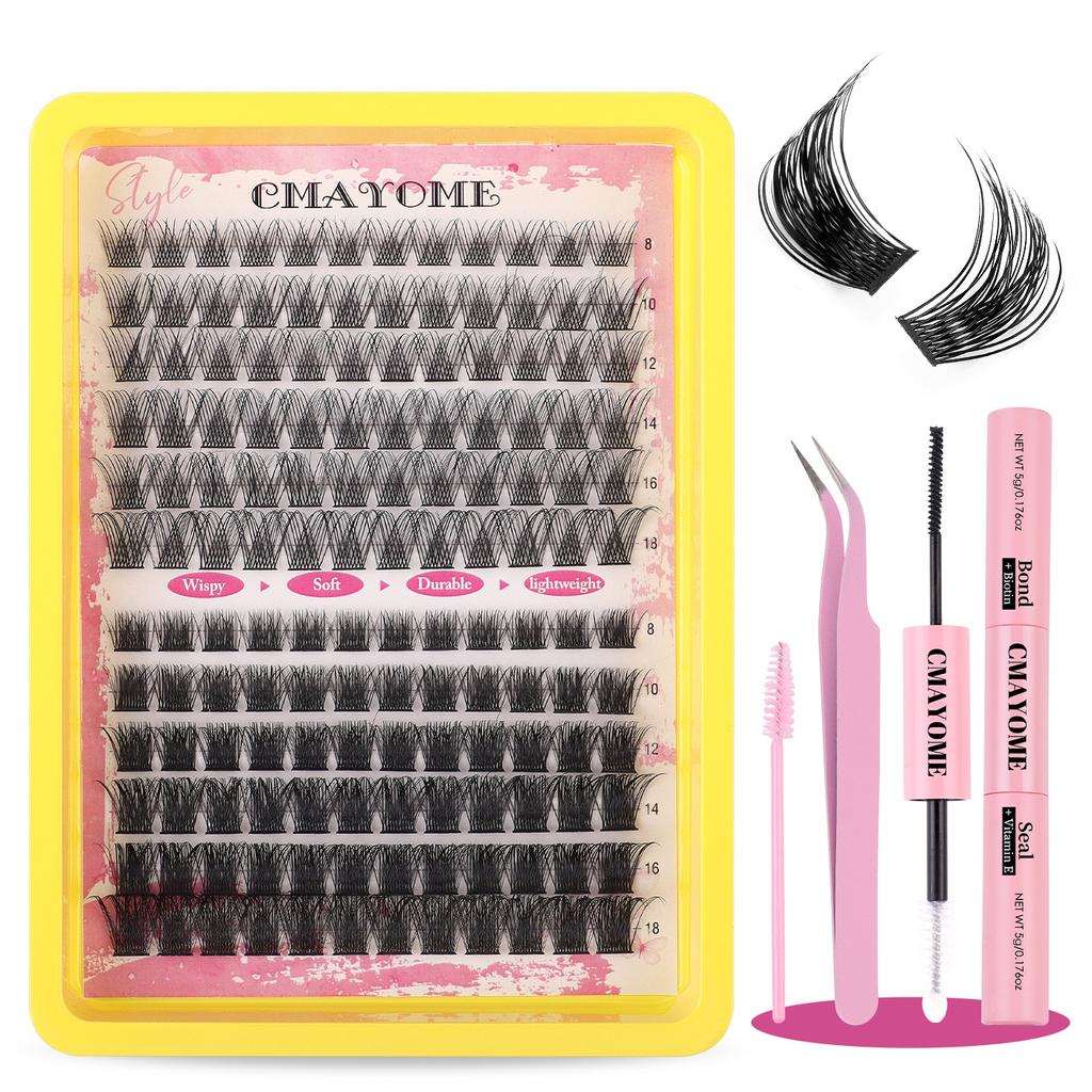 Single Cluster C Curl Multiple Hair False Eyelashes Natural Density 8-18Mdiy Segmented Eyelashes