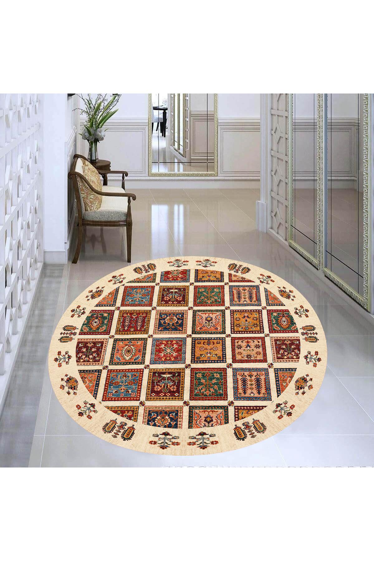 

Rovigo Home Моющийся круглый ковер с принтом RHM7345-HT648 100x100 красный