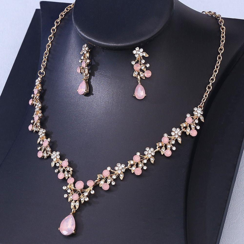 Flower Flower Choker Necklace Set Vintage Necklace Set Exquisite Necklace Earrings Set  Women