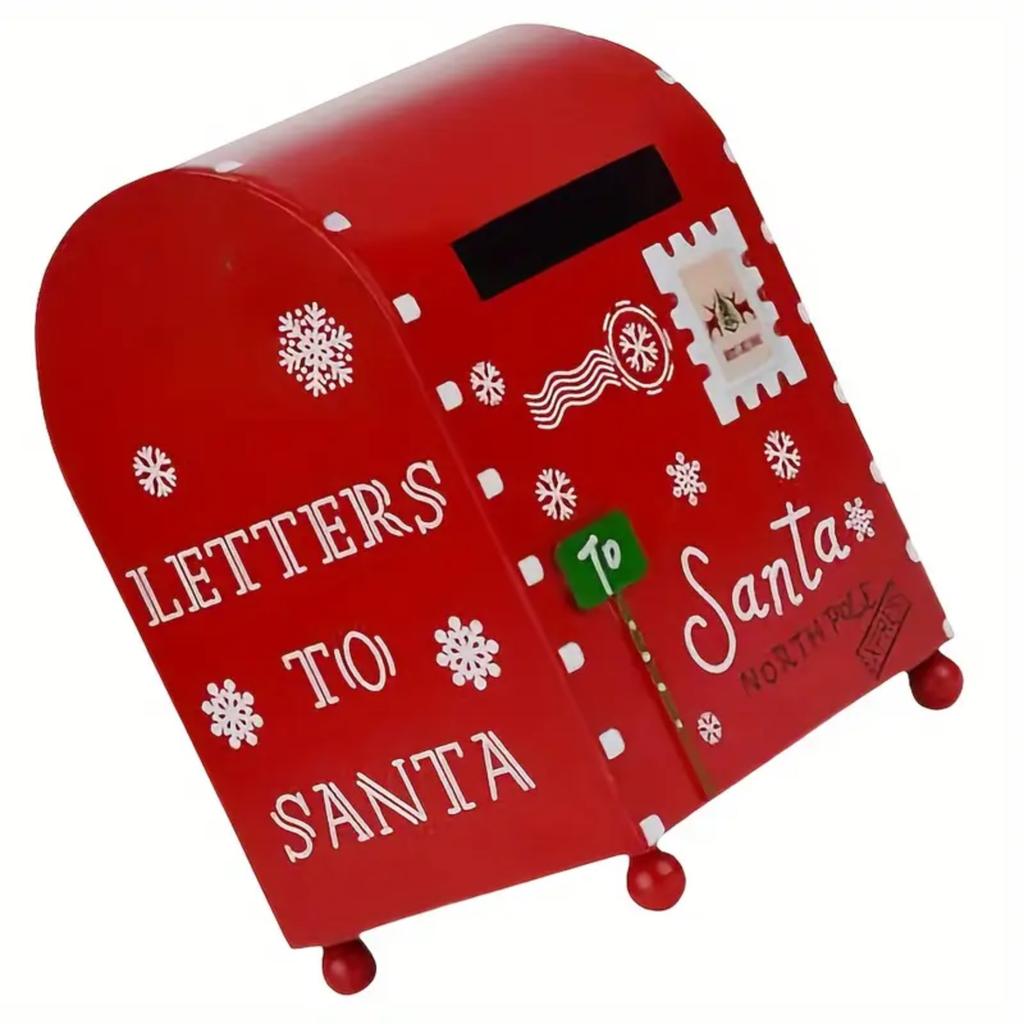 Christmas Mailbox For Letters To Santa, Festive Outdoor Metal Holiday Mail Letter Collector, North Pole Express Decorative Mailbox