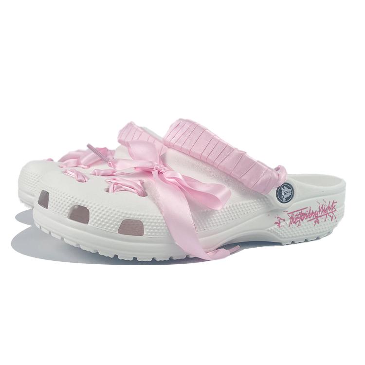Crocs Classic Clog EVA Pink Fluttering Casual Versatile Fashion Trend Hole Shoes for Men and Women White