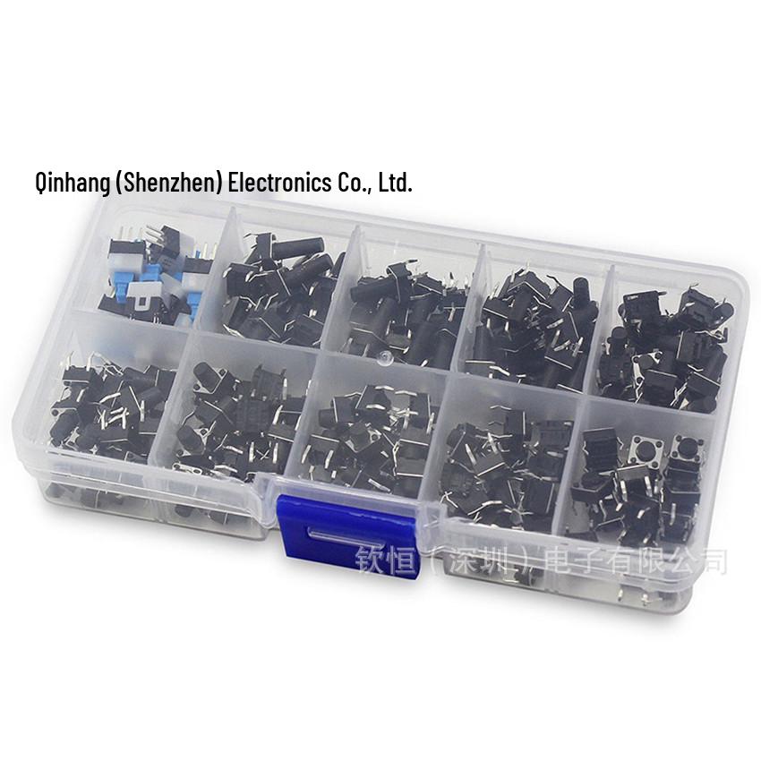 

10 різновидів тактильних кнопкових перемикачів з 180 клавішами, 6x6x4,3-14 мм, чотириконтактний вставляємий дизайн