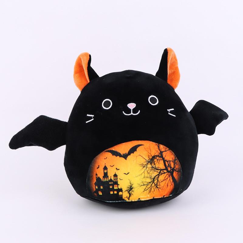 Halloween Cat Print Bat Plush Toy Animal Stuffed Doll Gift Home Decorations 32cm
