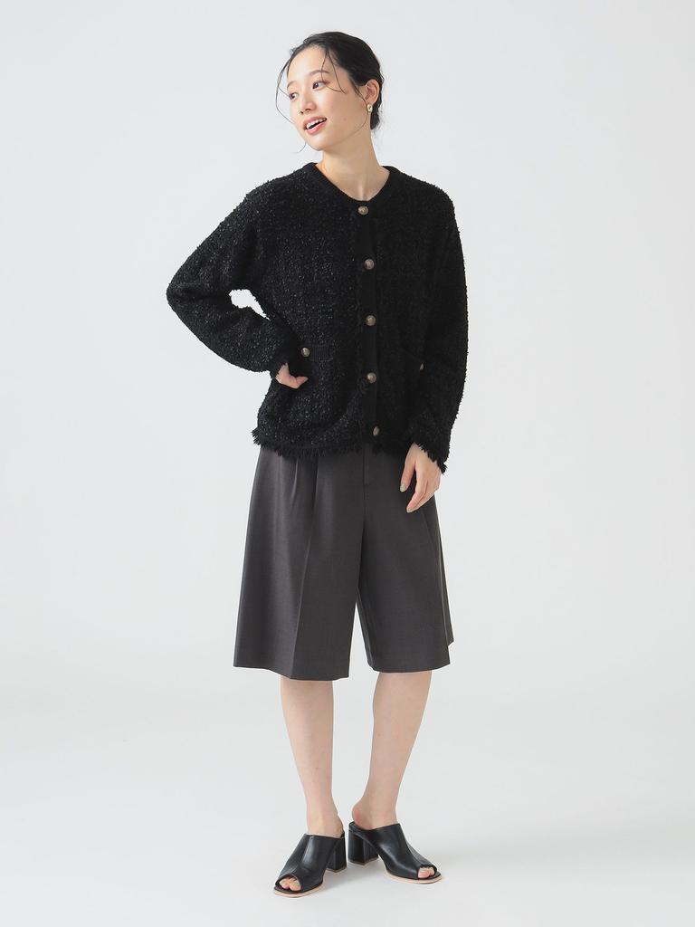 B:MING LIFE STORE by BEAMS Women's L/S Knit Tweed Knit Jacket (S-M) Black