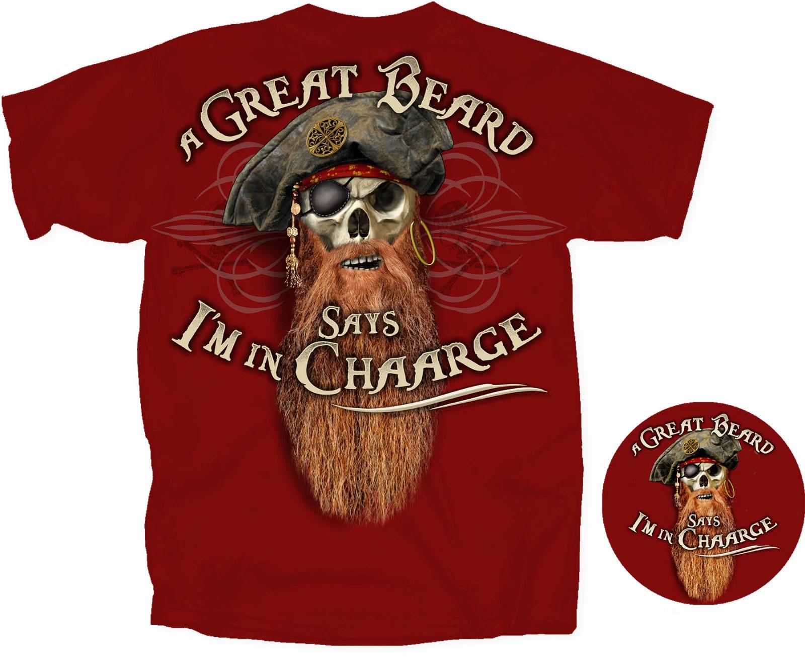 a Great Beard says I m in chaarge Pirate Funny T shirt Tee M