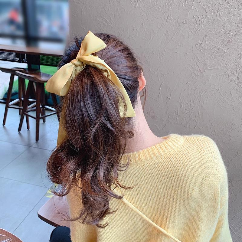 Elegant White Bow Headband with Long Ribbon for Women