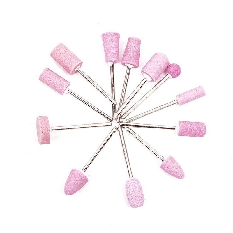 12Pcs Abrasive Polishing Mounted Stone for Rotary Tools Grinding Stone Wheel Head Tools 2.35mm Shank Mini Nail Drill Bit Set