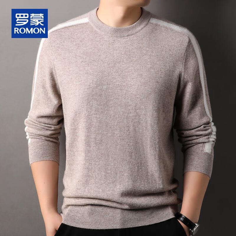 ROMON Men's 100% Cashmere Thick Crew Neck Sweater