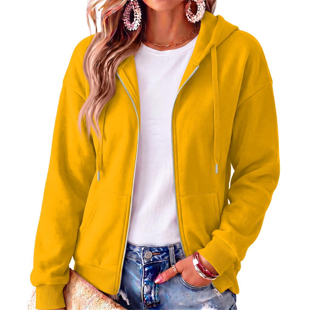 Women's Long Sleeve Hooded Pullover Sweatshirt Color Casual Outerwear