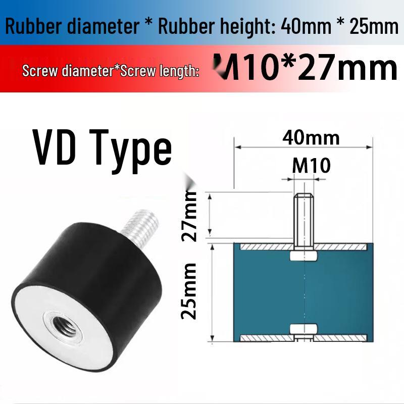 VD Type Cylindrical Rubber Vibration Isolator Pad with Inner & Outer Thread – NHE02 Motor Shock Absorbing Foot Pad