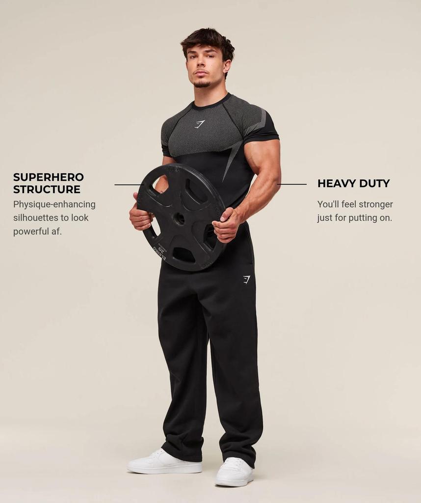 GYMSHARK Herr Quick-Dry Andningsbar Kompressionströja, Kortärmad Muskellinje T-shirt
